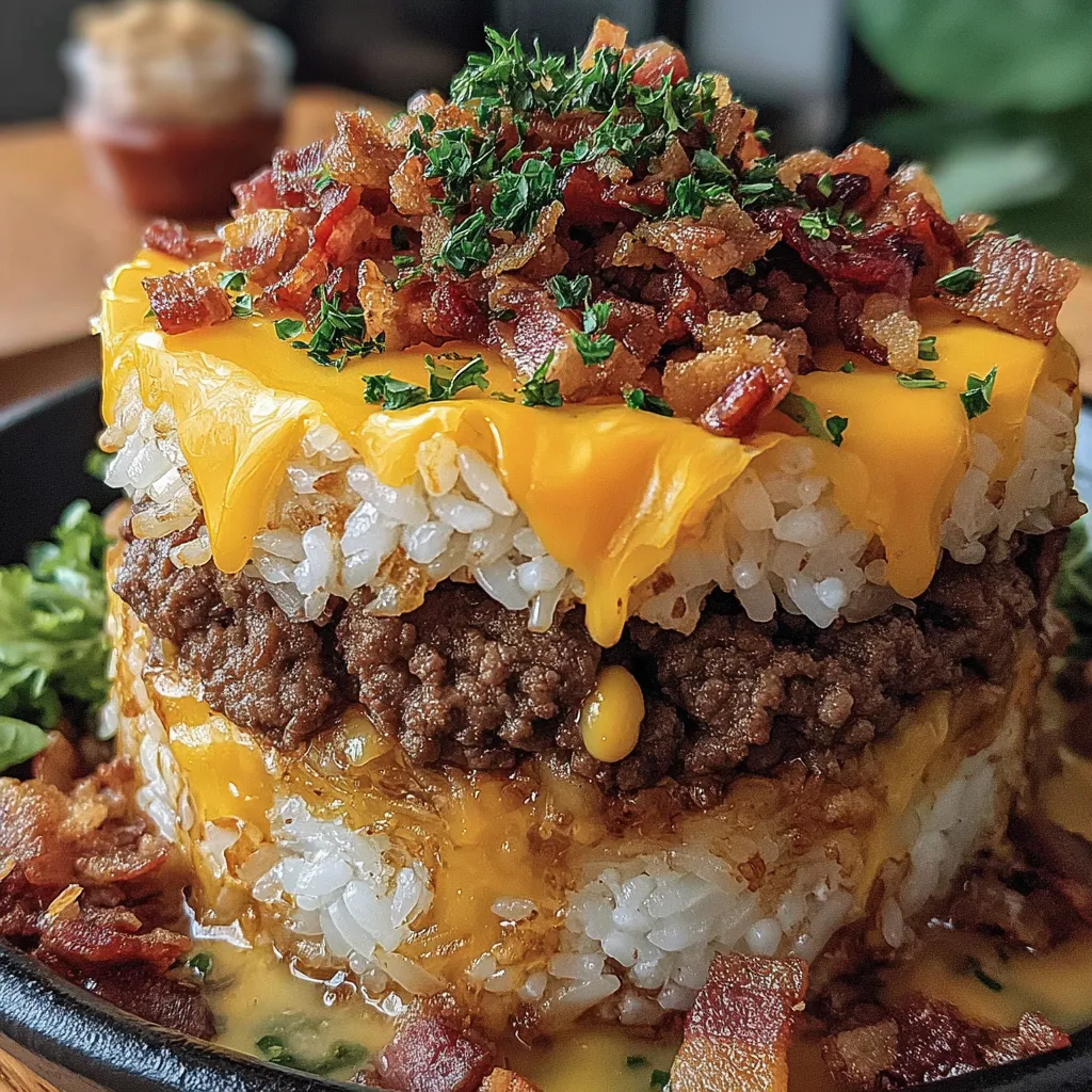 A plate of food with bacon and cheese.