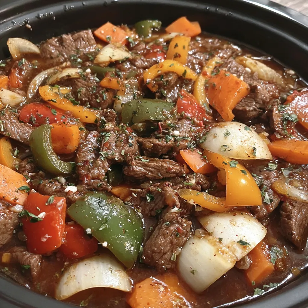 A bowl of stew with meat and vegetables.