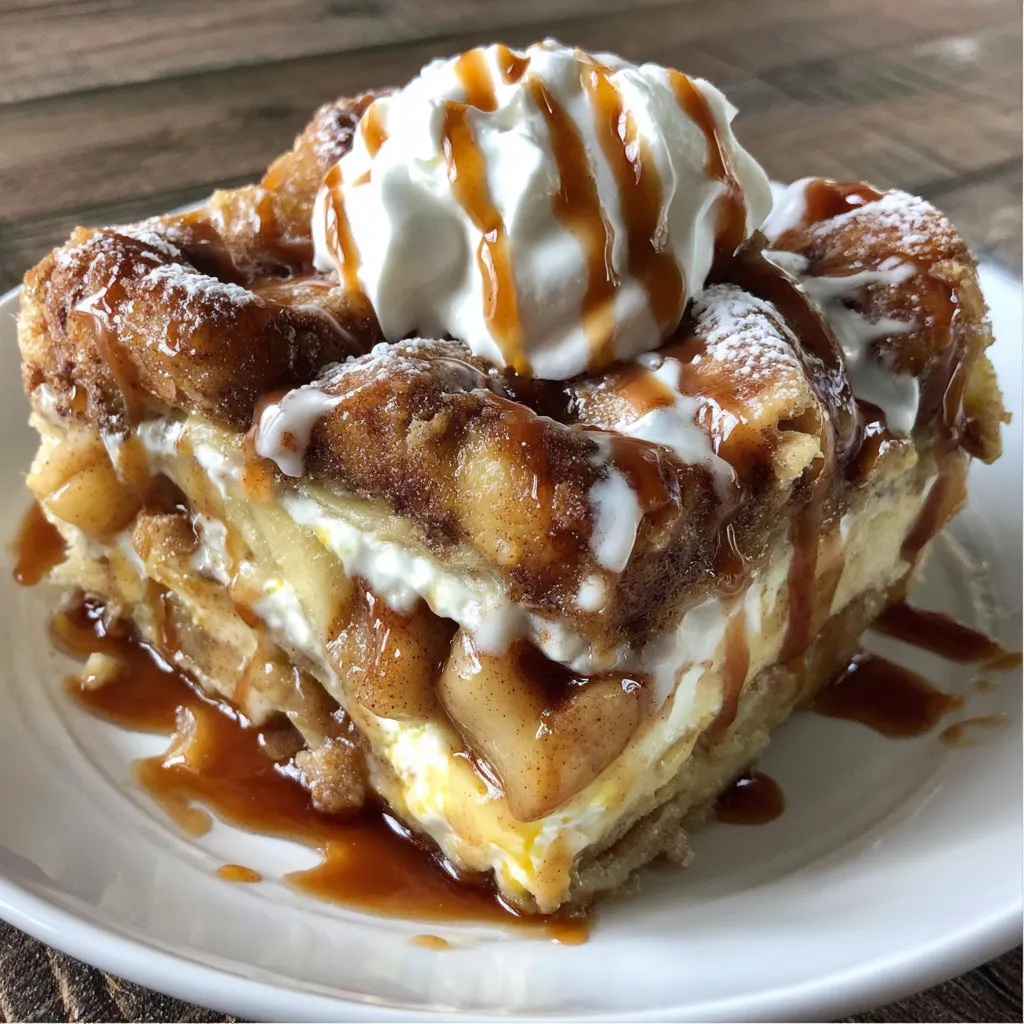 A dessert with a caramel sauce on top.