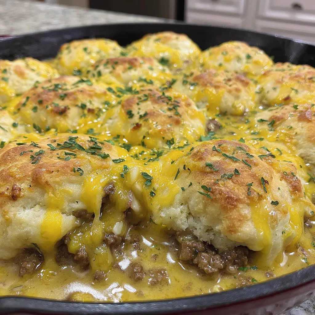 A pan of food with a cheese sauce.