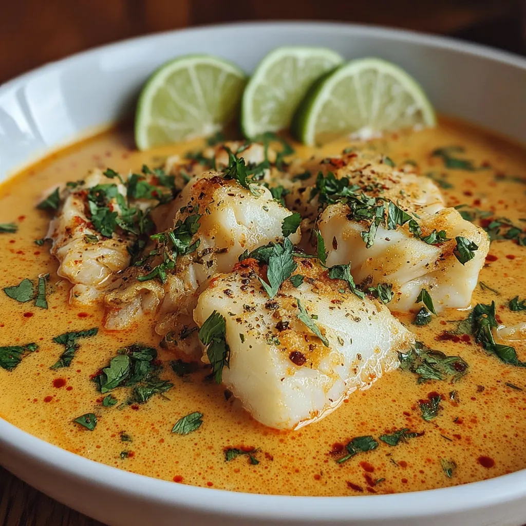 A bowl of soup with limes and fish.