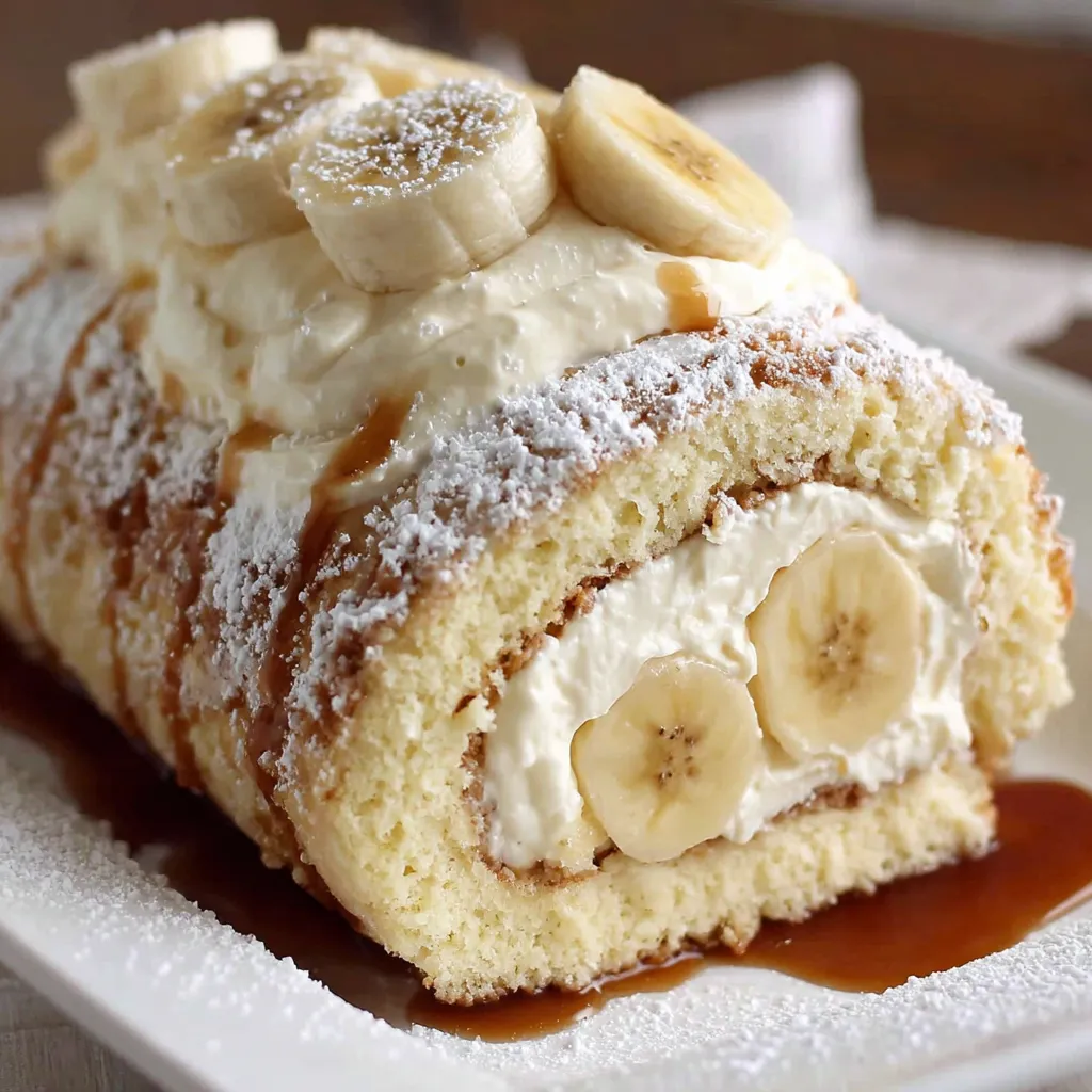 A cake with bananas and cream.