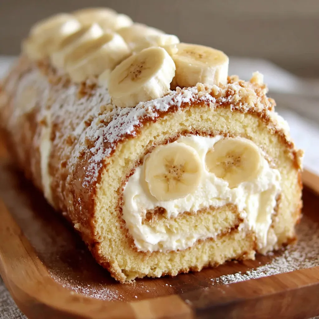 A cake with bananas and cream.