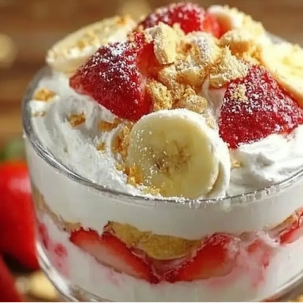 A bowl of strawberry banana cream.