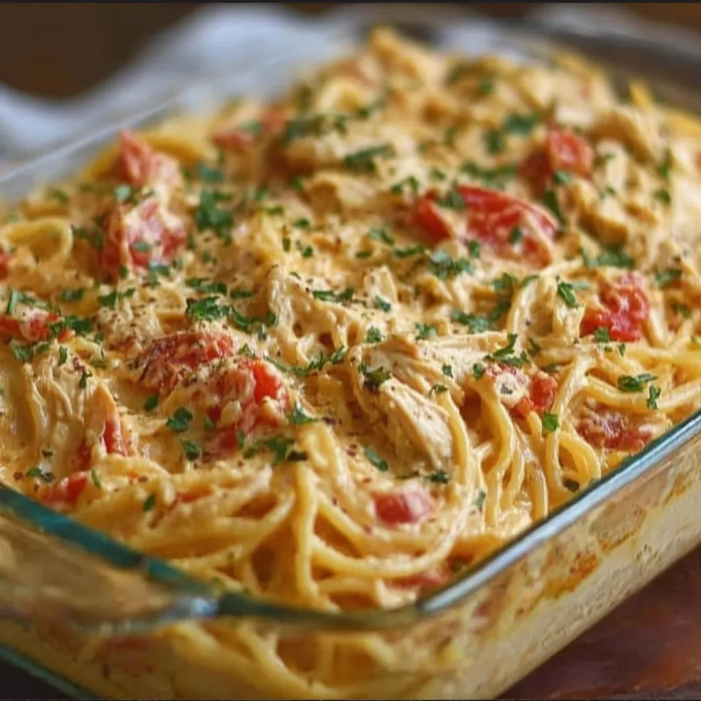 A dish of chicken and tomatoes.