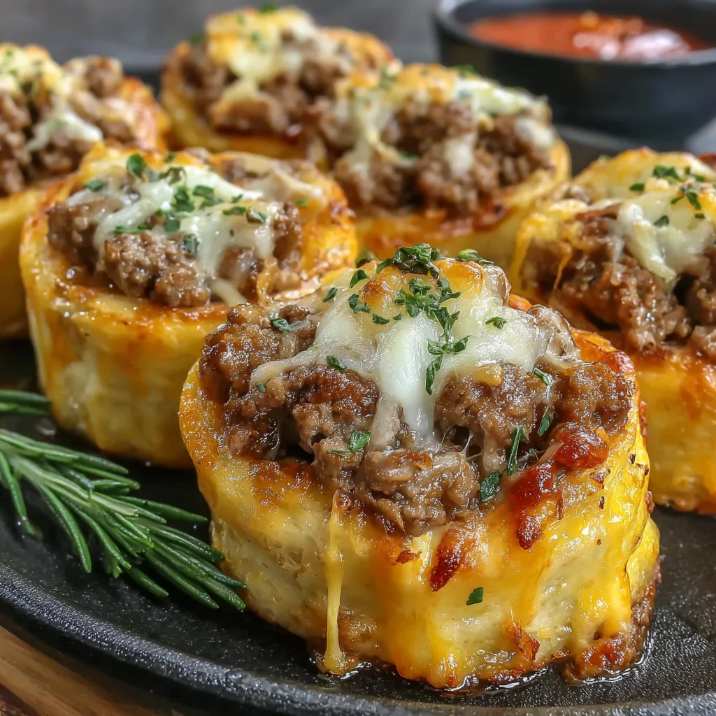 A plate of meat and cheese filled pastries.