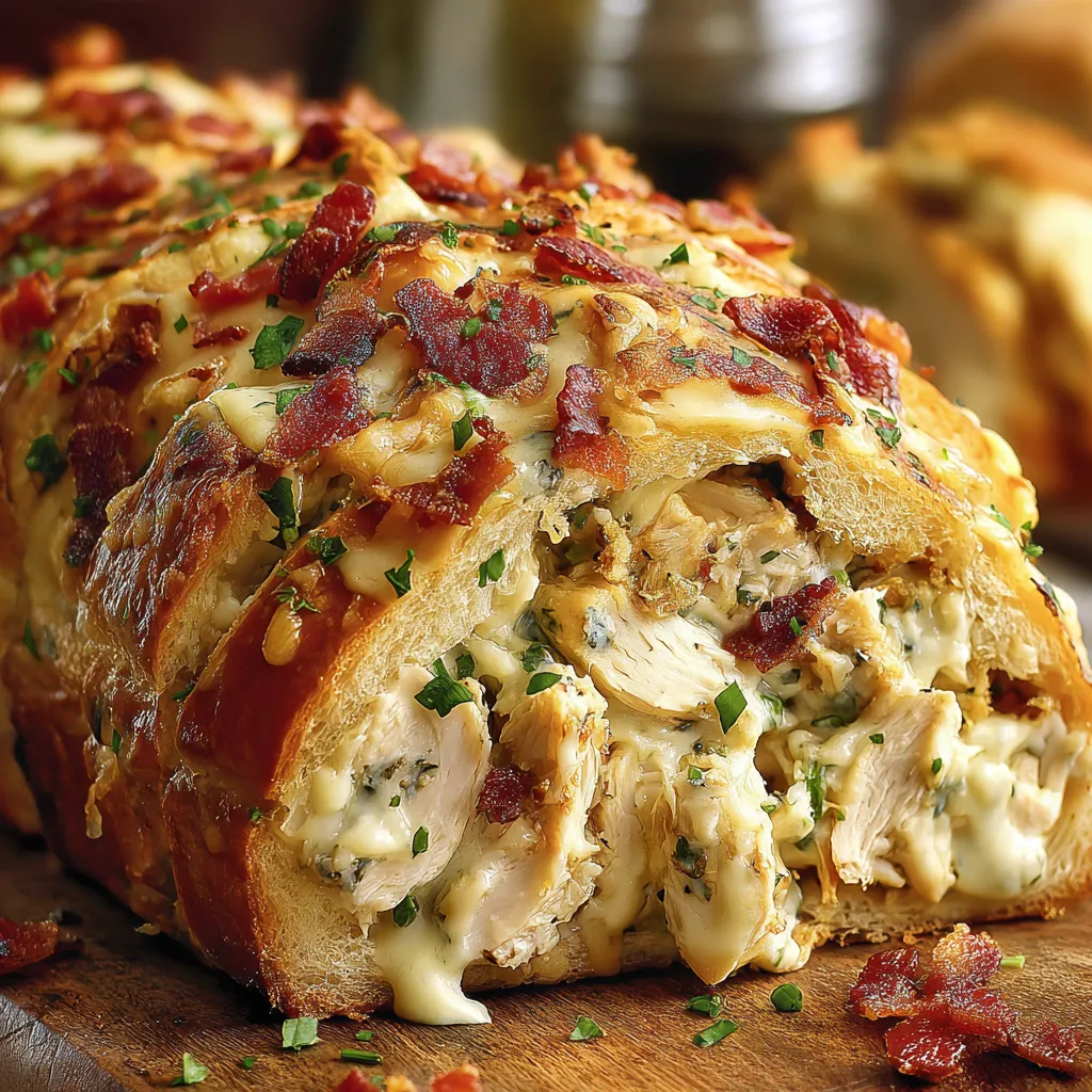 A slice of bacon and cheese stuffed bread.
