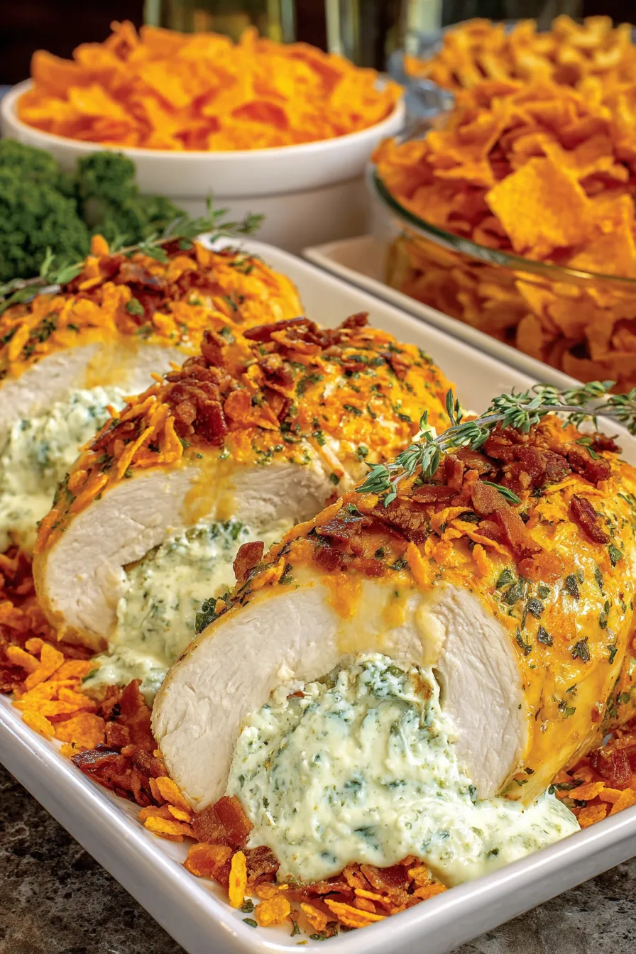 A plate of food with chicken and cheese.