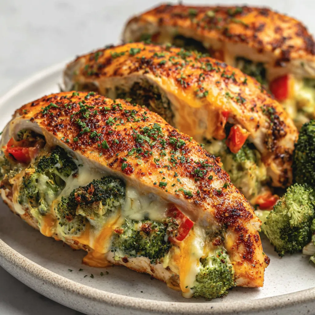 A plate of food with broccoli and chicken.