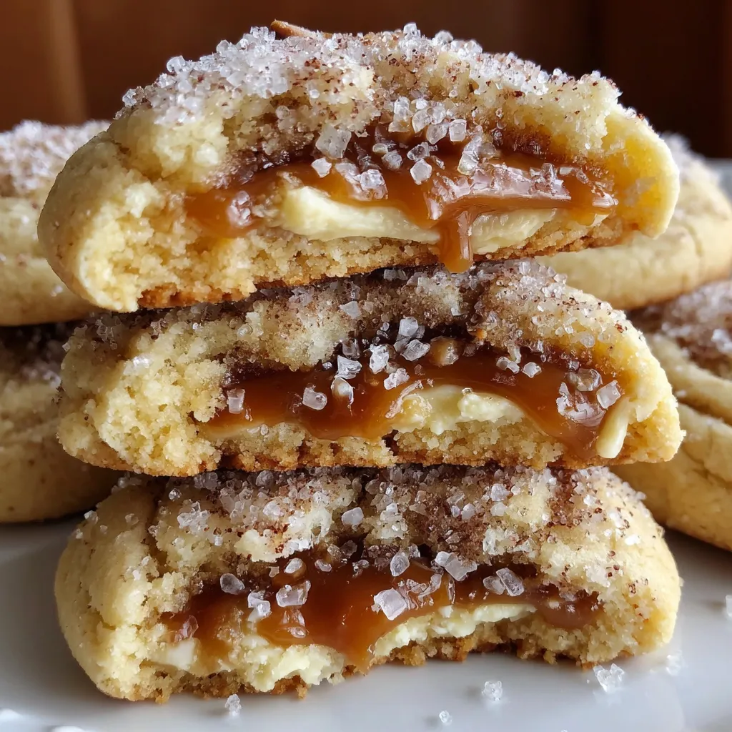 Cookies with caramel and sugar on top.
