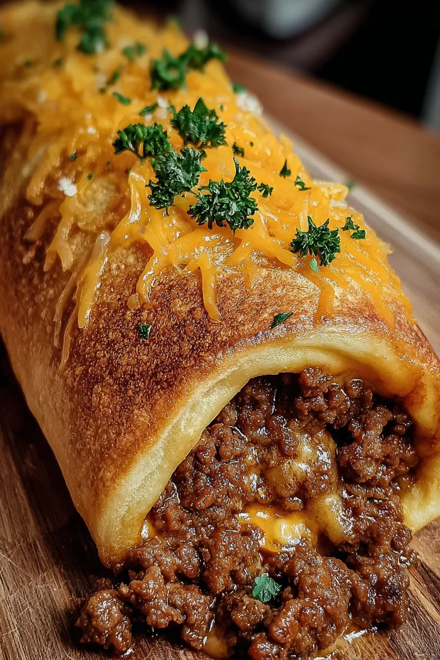 A cheesy burrito with chives on top.