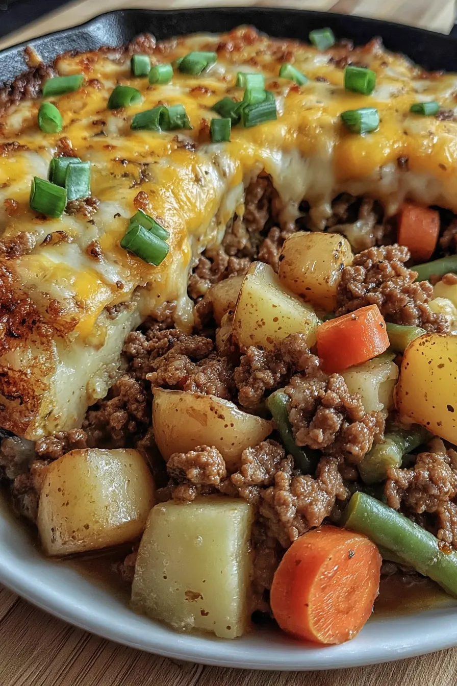 A plate of food with meat and vegetables.
