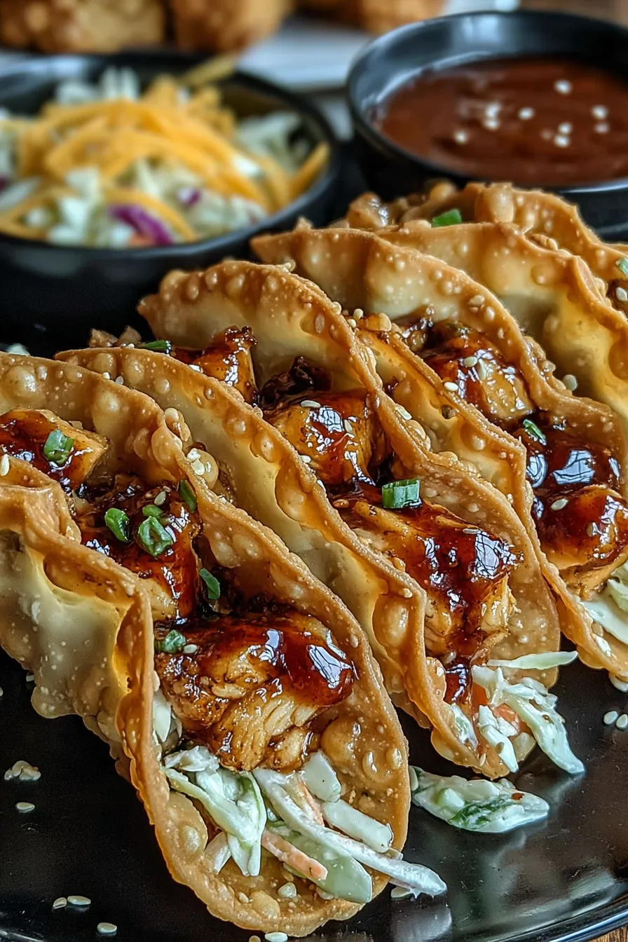 A plate of food with a couple of tacos and a bowl of sauce.