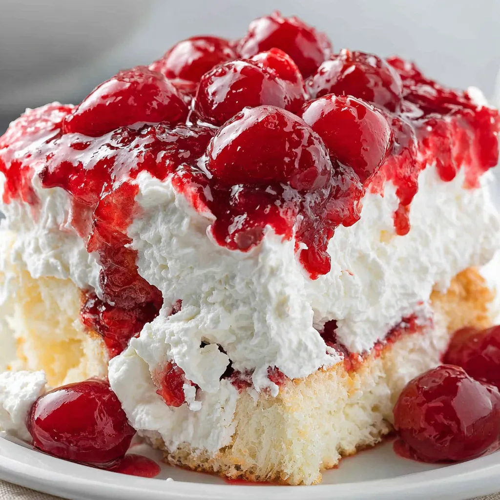 A piece of cake with strawberries on top.