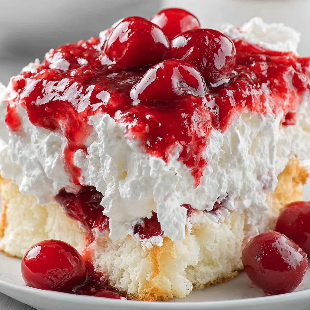 A plate of cake with cherries on top.