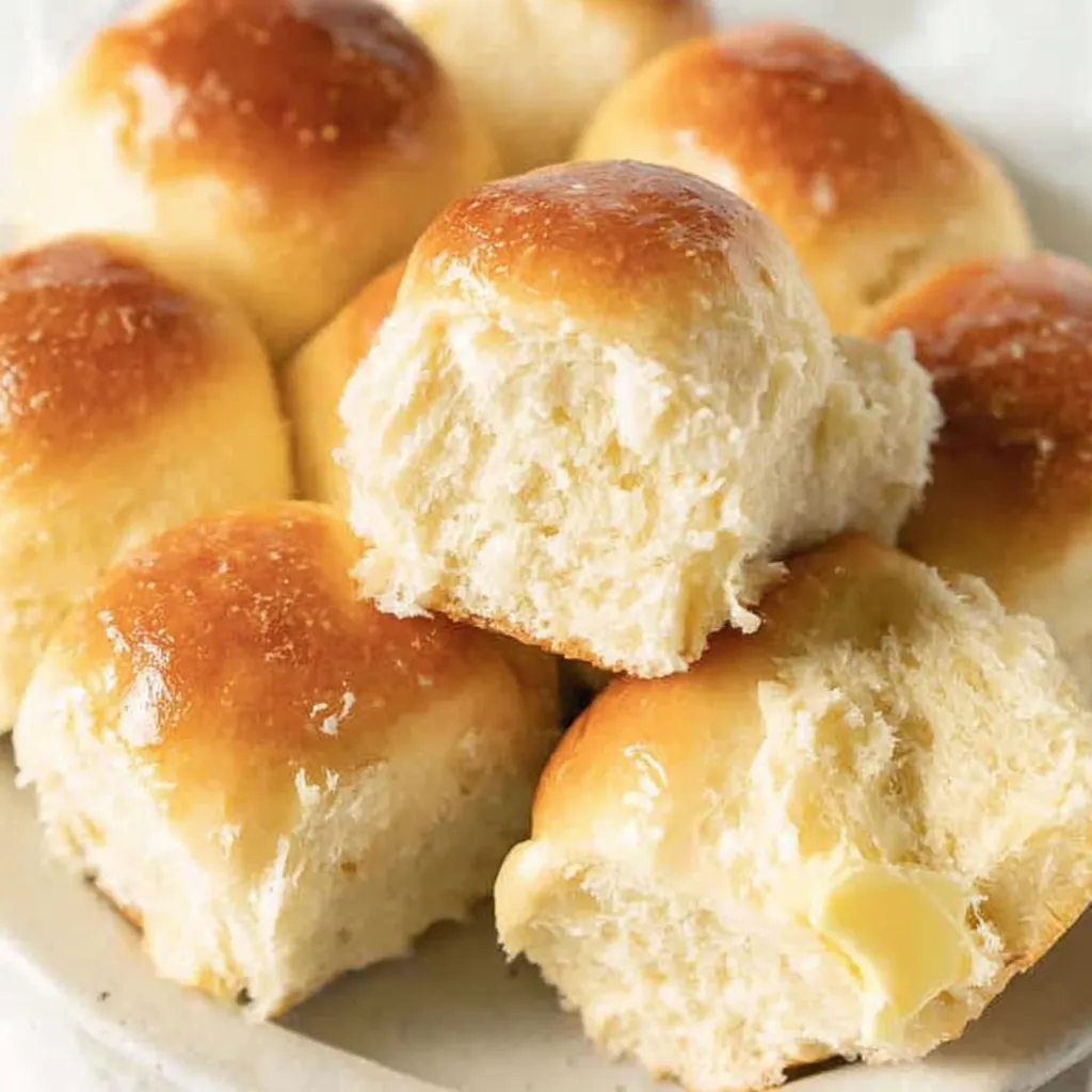 A plate of bread rolls.