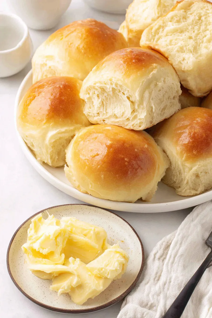 A plate of biscuits with butter on the side.