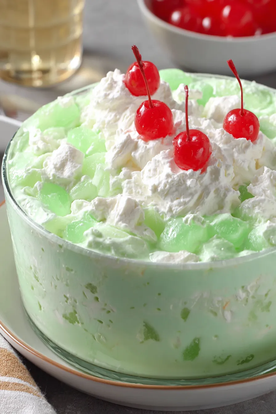 A cake with cherries and whipped cream on top.