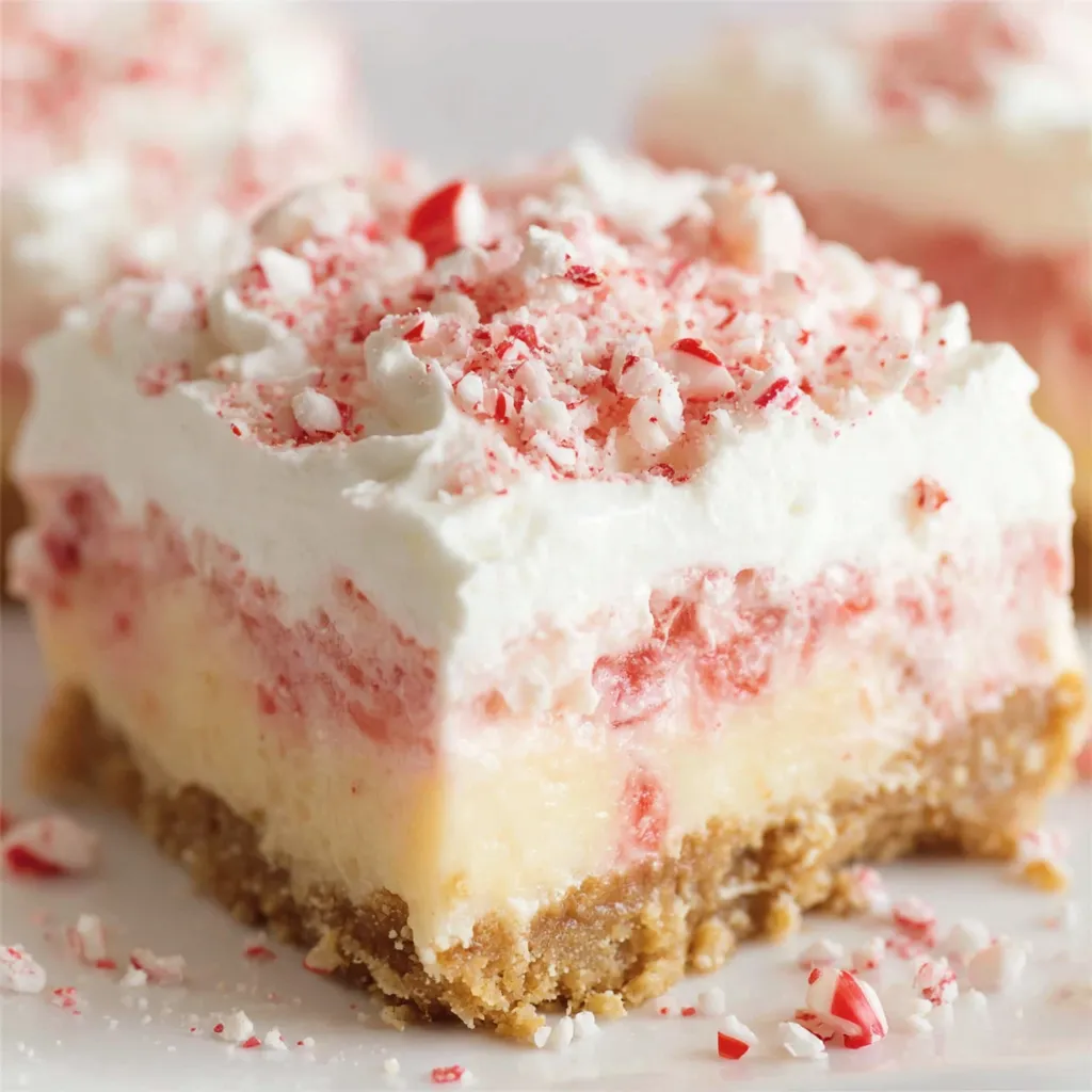 A piece of cake with red and white frosting.