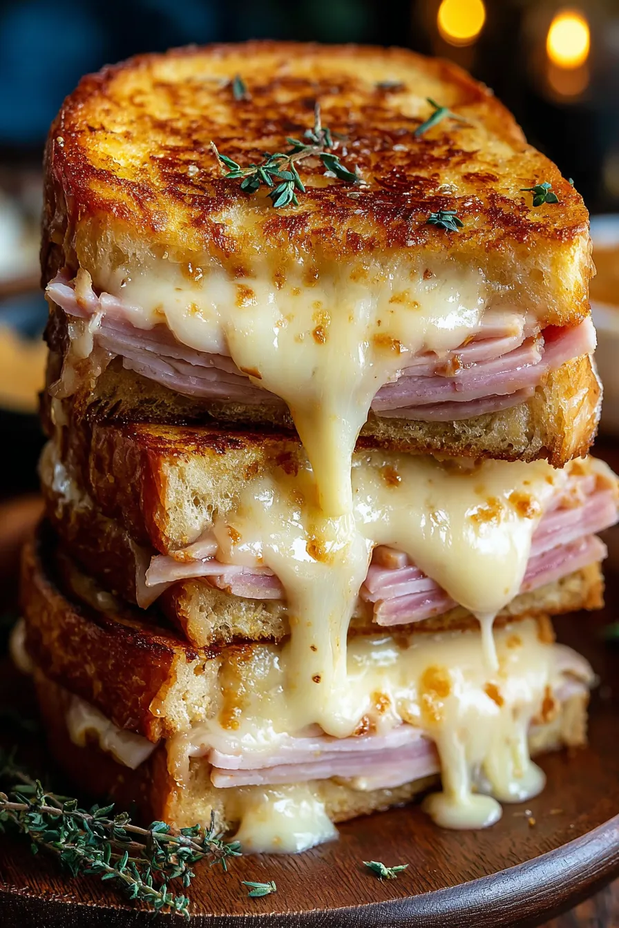 A stack of sandwiches with cheese.