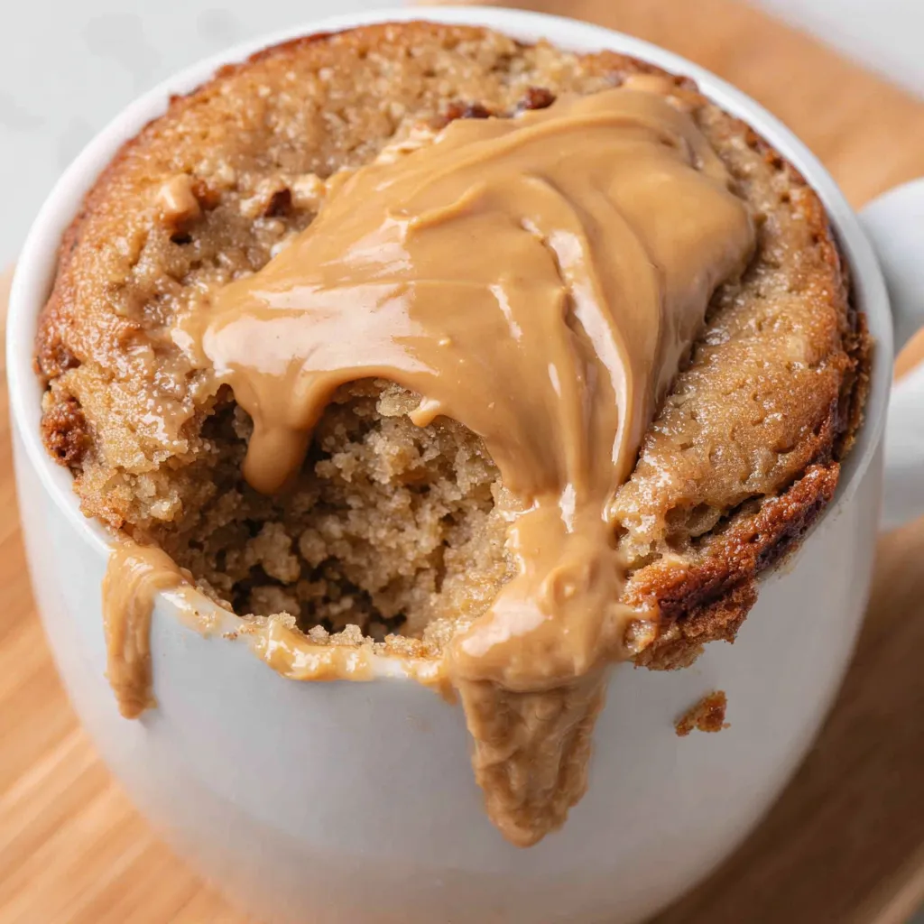 A cup of muffin with peanut butter.