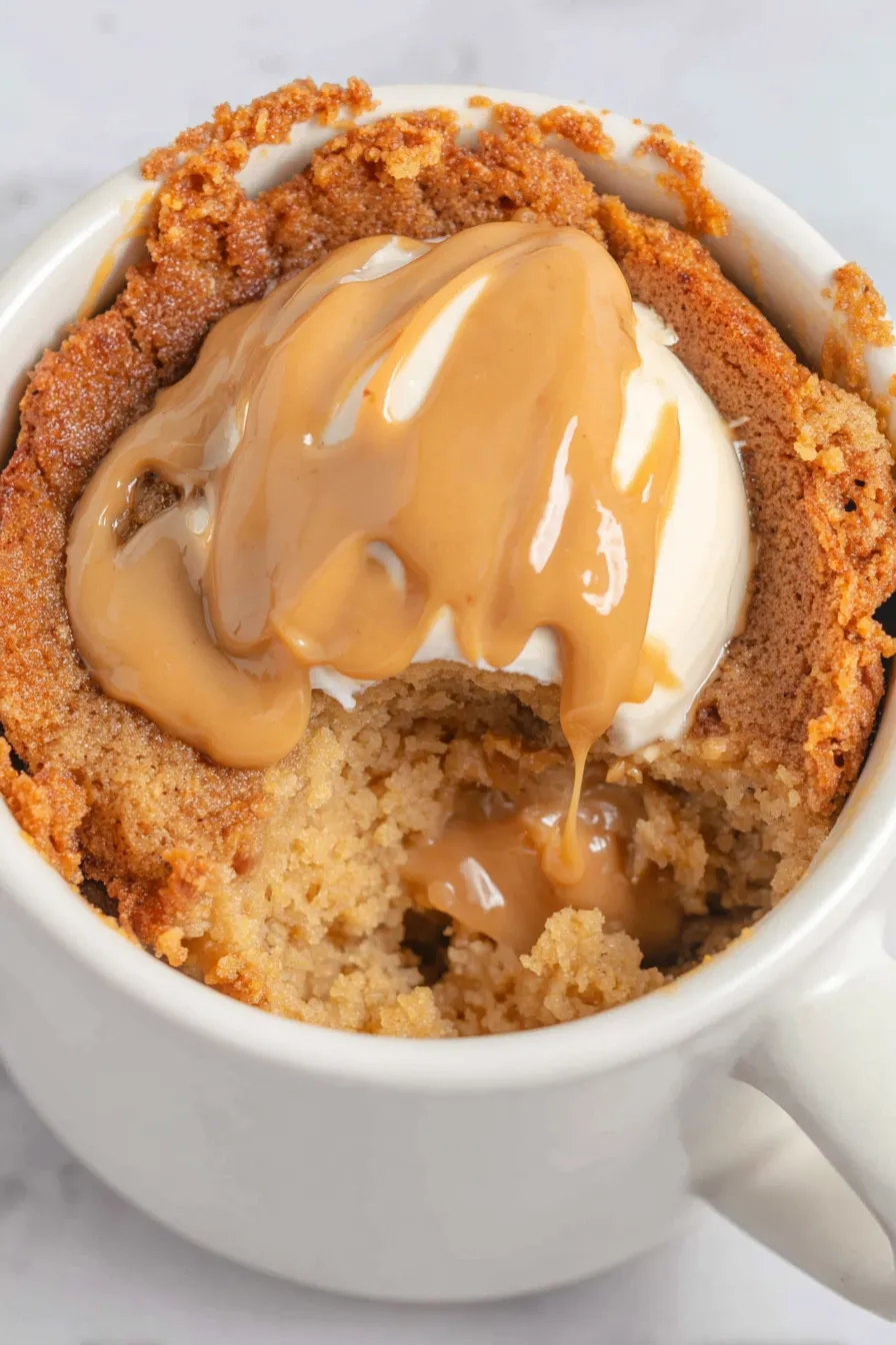 A cup of cake with a scoop of ice cream.