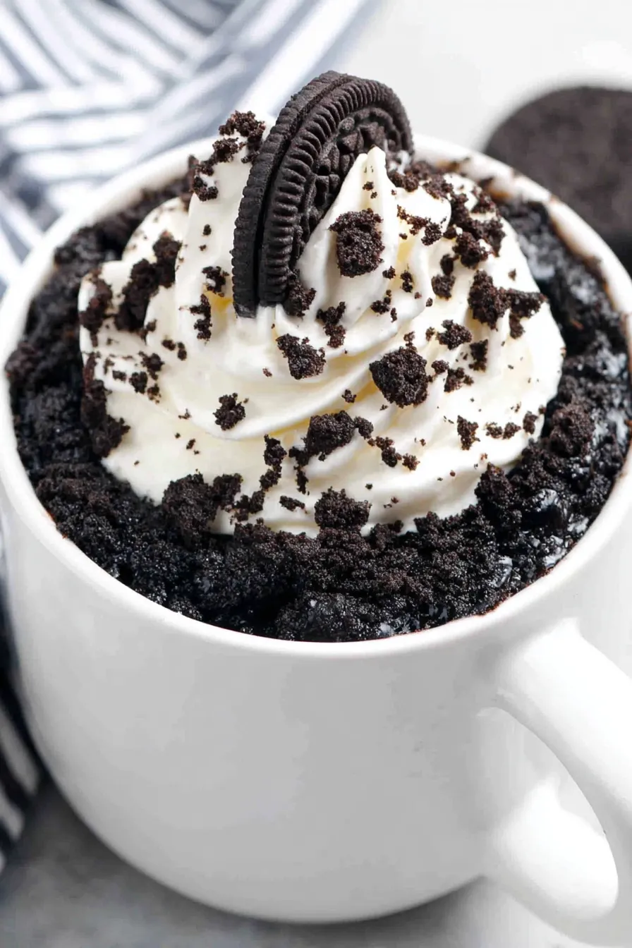 A cup of chocolate cake with white whip cream.