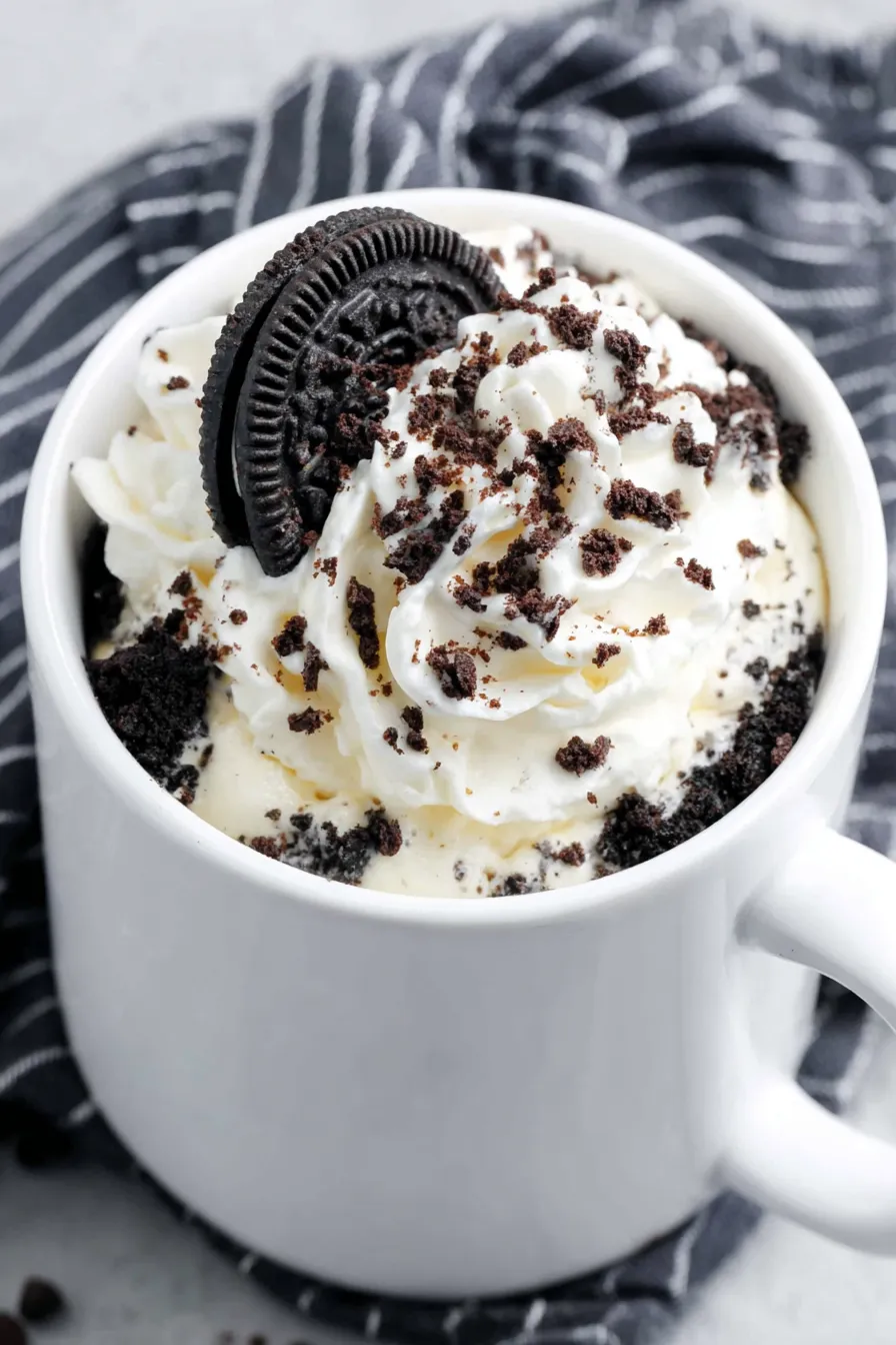 A cup of ice cream with chocolate and white toppings.