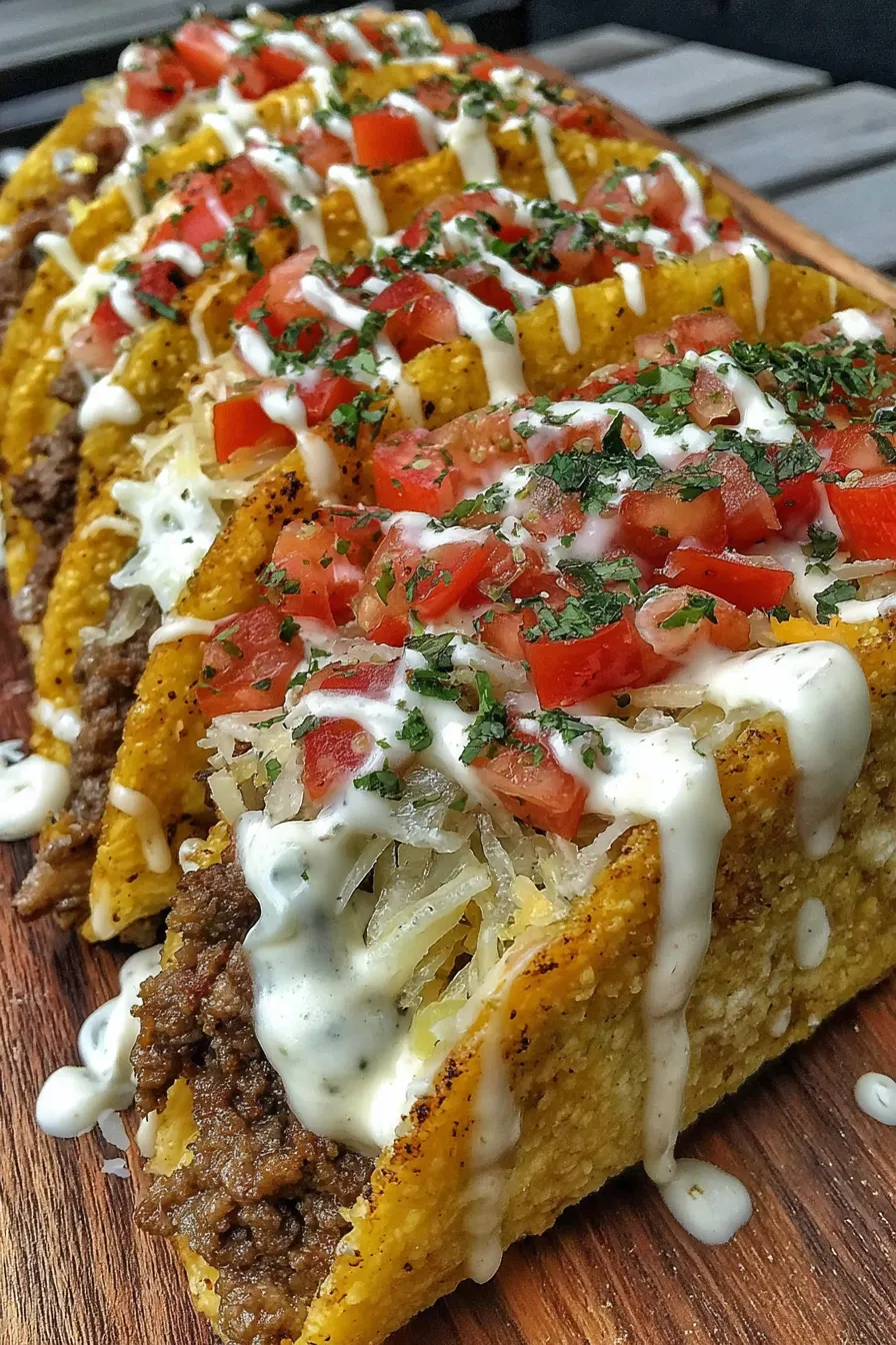 A taco with meat and tomatoes.