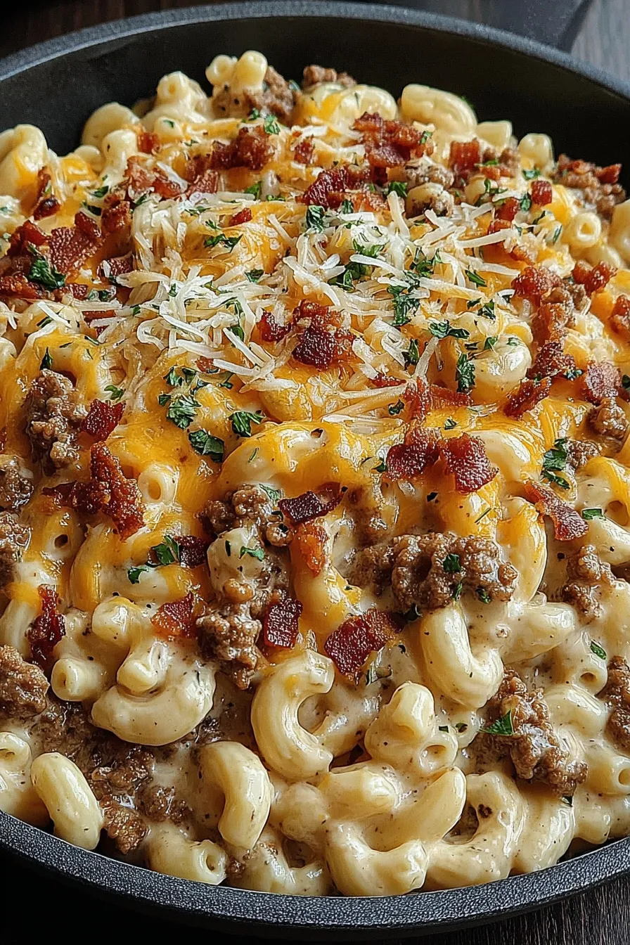 A close up of a delicious macaroni and cheese dish.