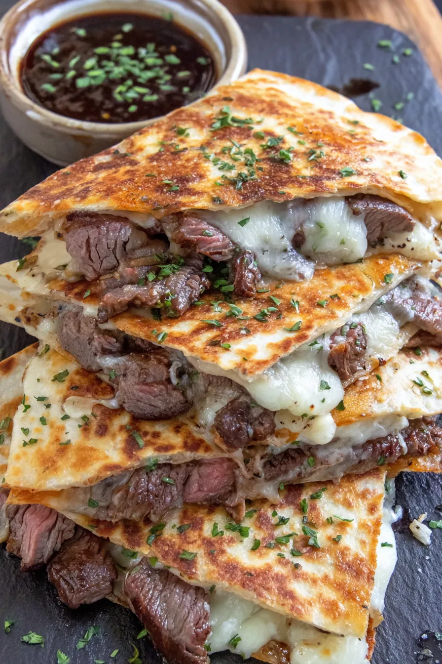 A stack of beef and cheese sandwiches.