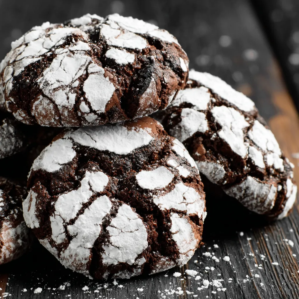 Chocolate chip cookies with white powder on top.