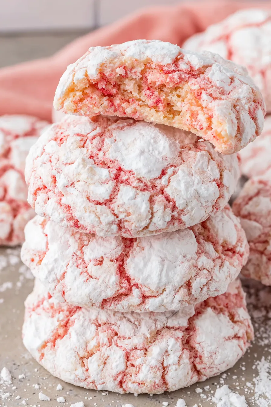 A stack of red and white cookies.