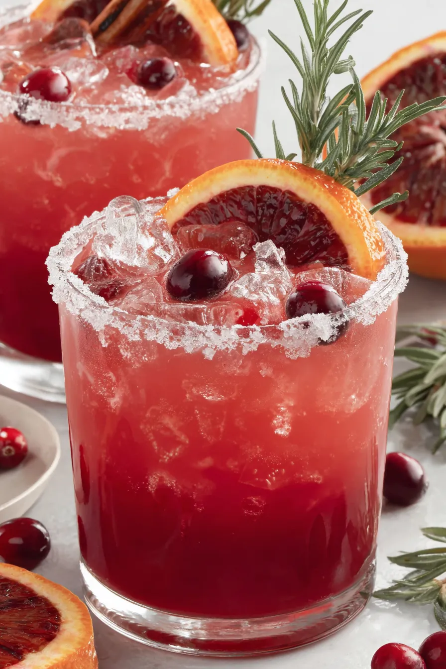 A glass of red drink with a slice of orange in it.