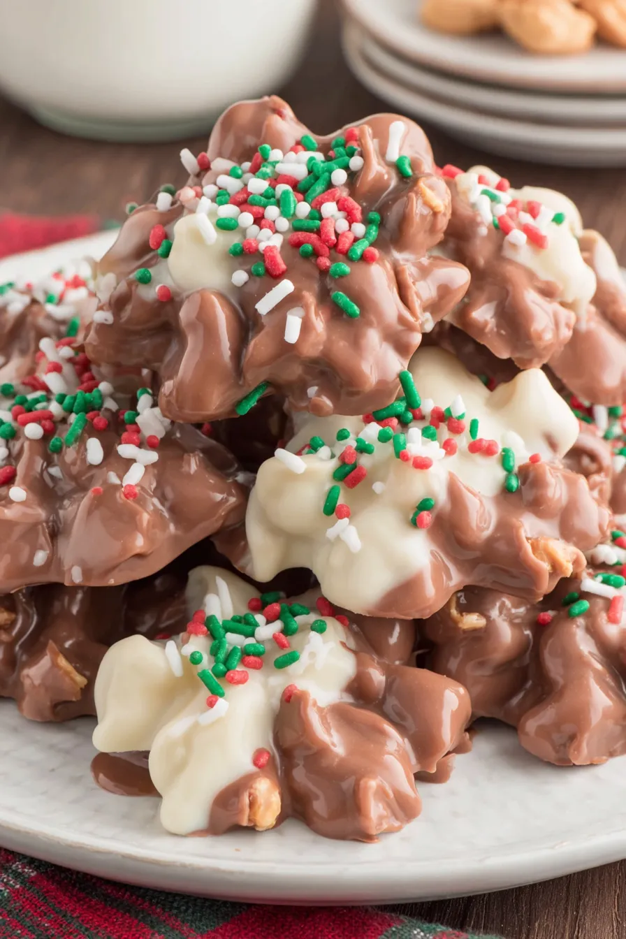 A stack of chocolate and white marshmallows.