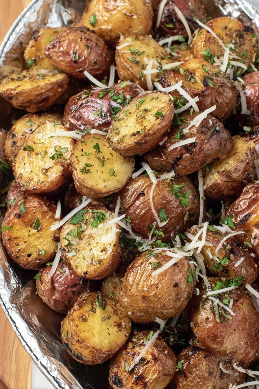 A bowl of potatoes with cheese on top.