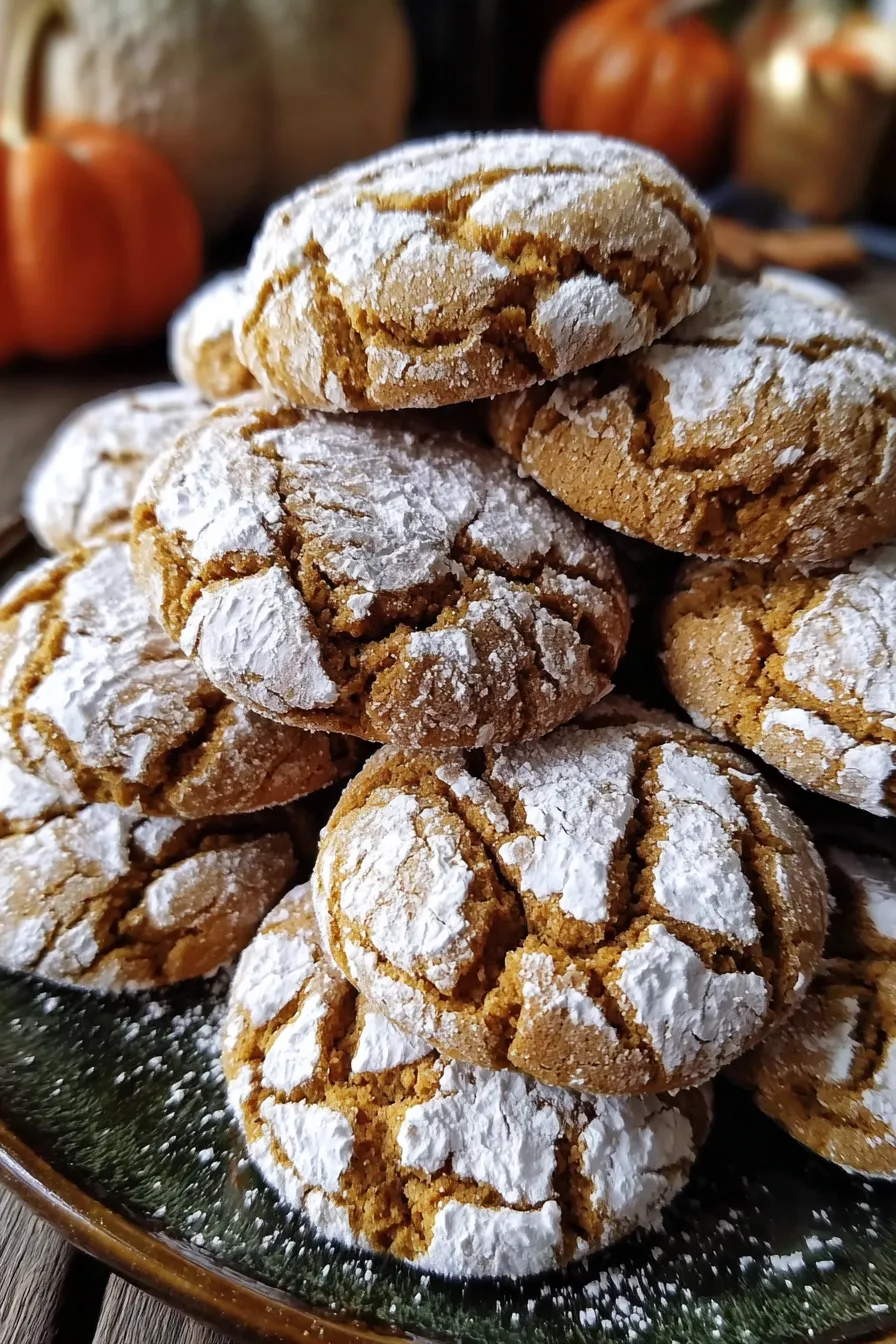 A stack of cookies with white powdered sugar on top.