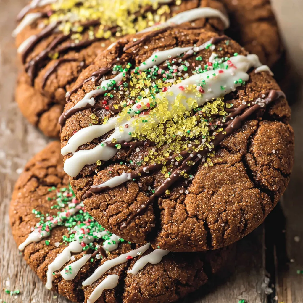 Chocolate chip cookies with white icing and sprinkles.