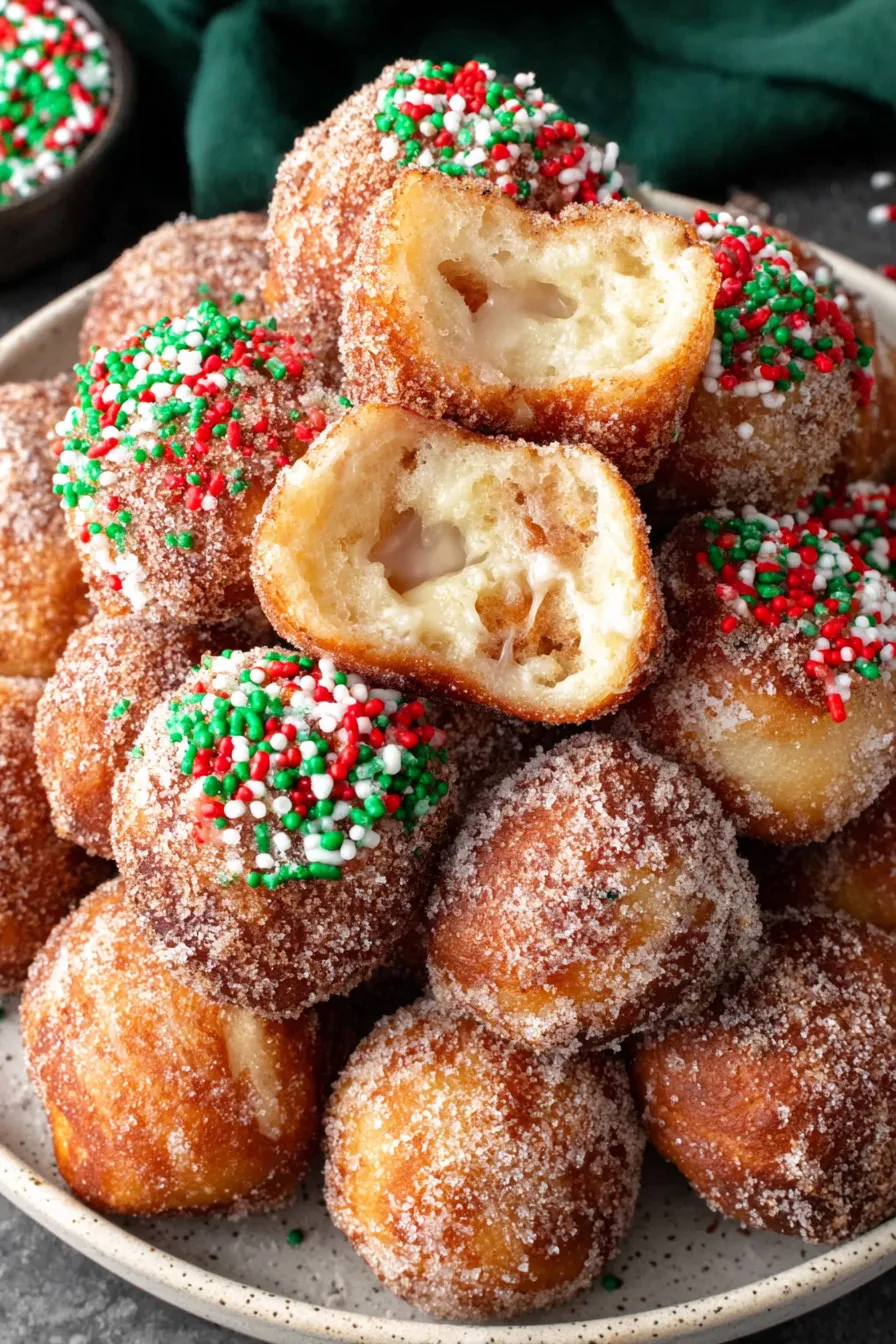 A stack of sugar-coated donuts.