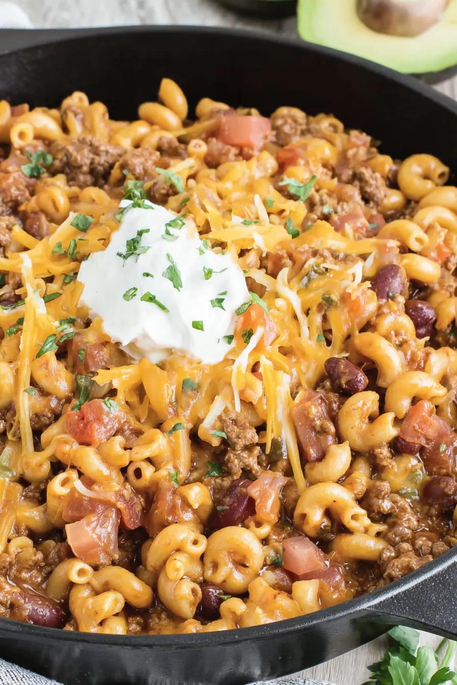 A bowl of chili with cheese and tomatoes.