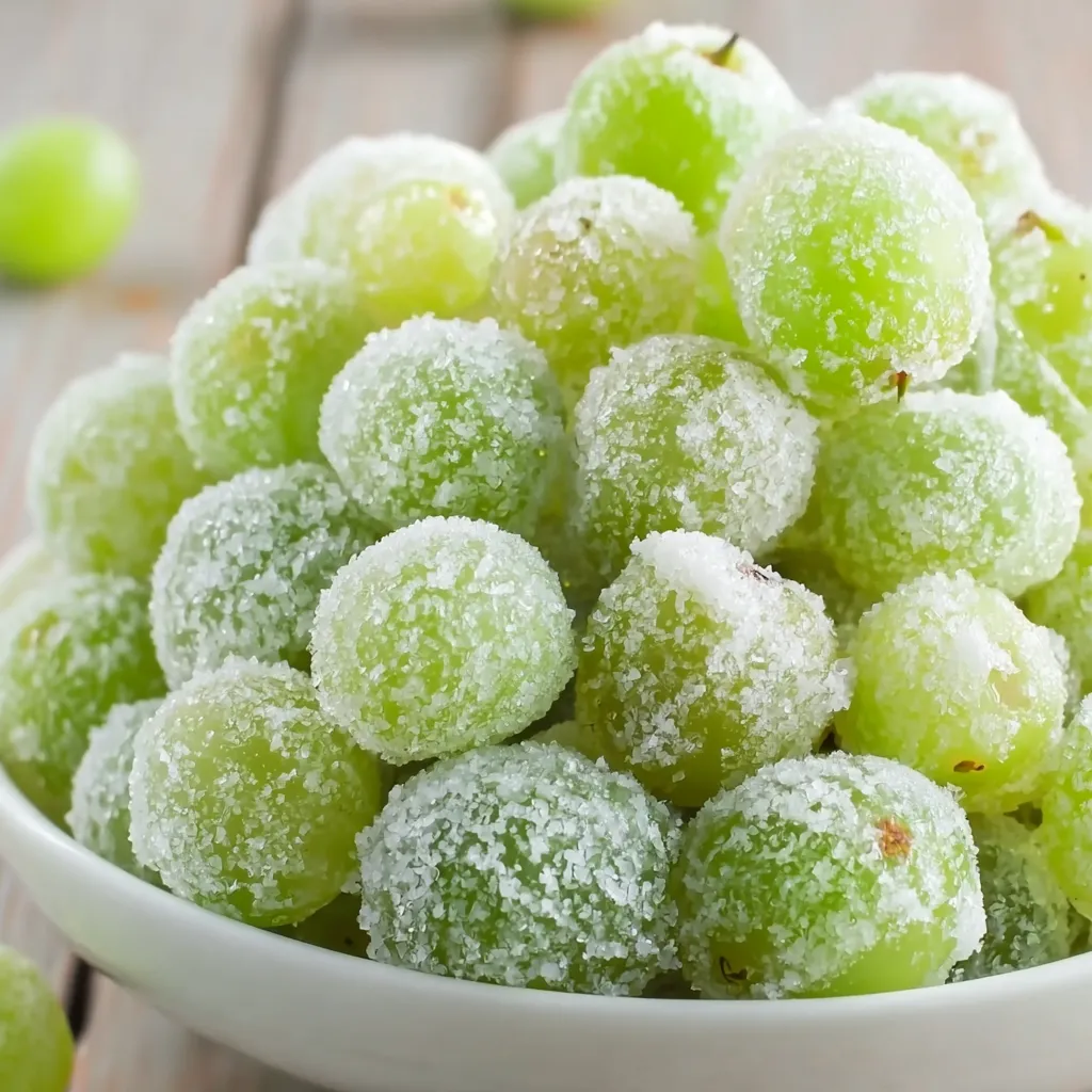 A bowl of grapes with sugar on them.