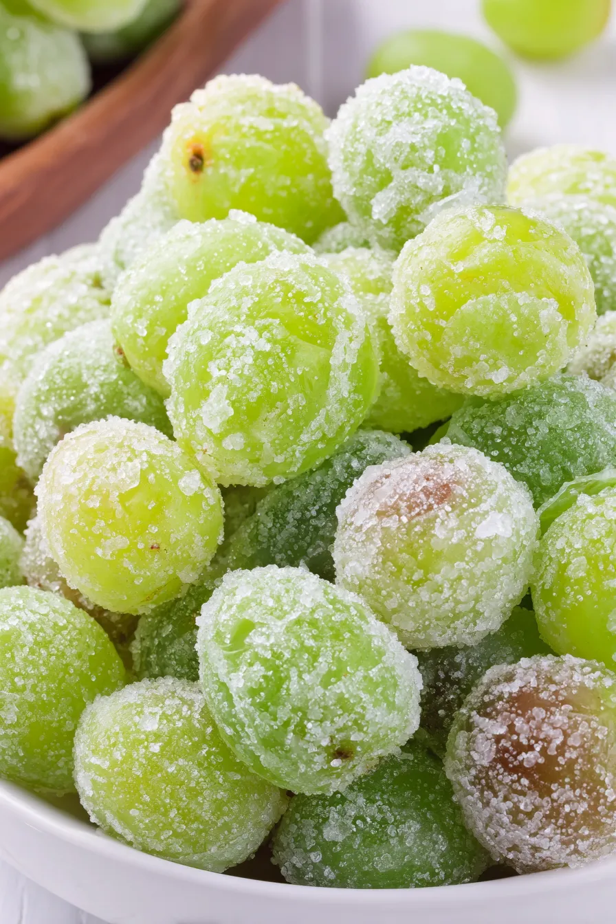 A bunch of frozen grapes.