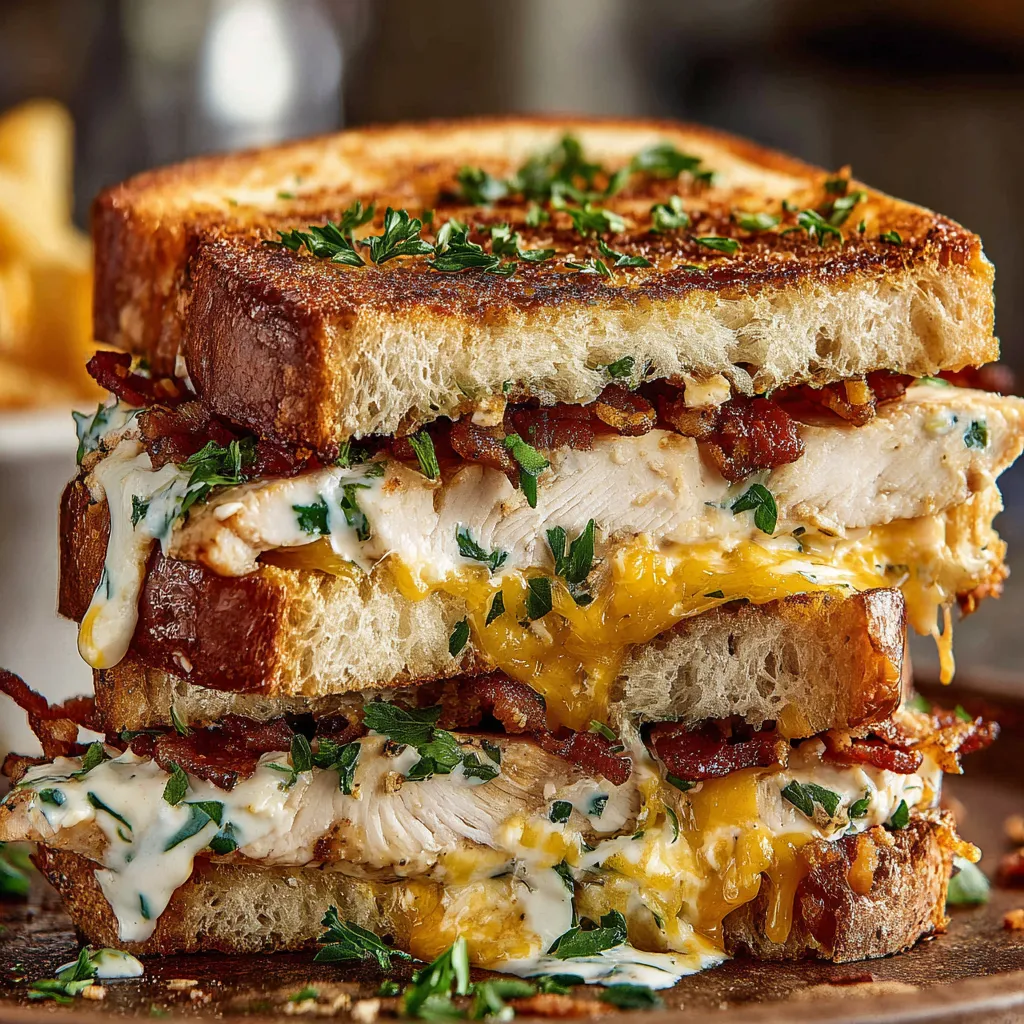 A sandwich with bacon and cheese on top.