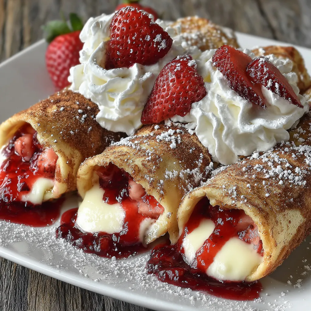 A plate of food with strawberries and whipped cream.