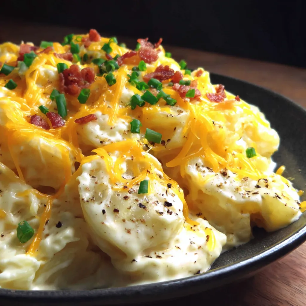 A plate of food with bacon and cheese.