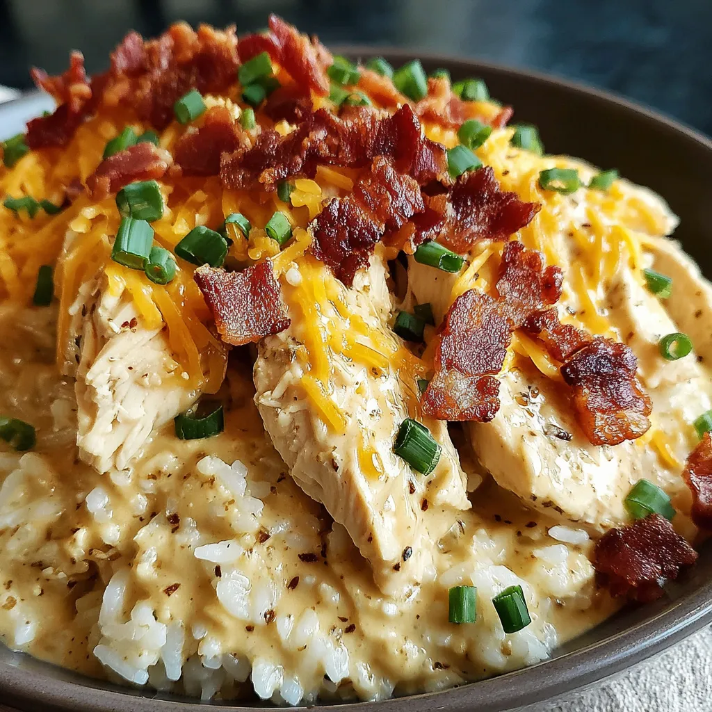 A bowl of chicken and rice.