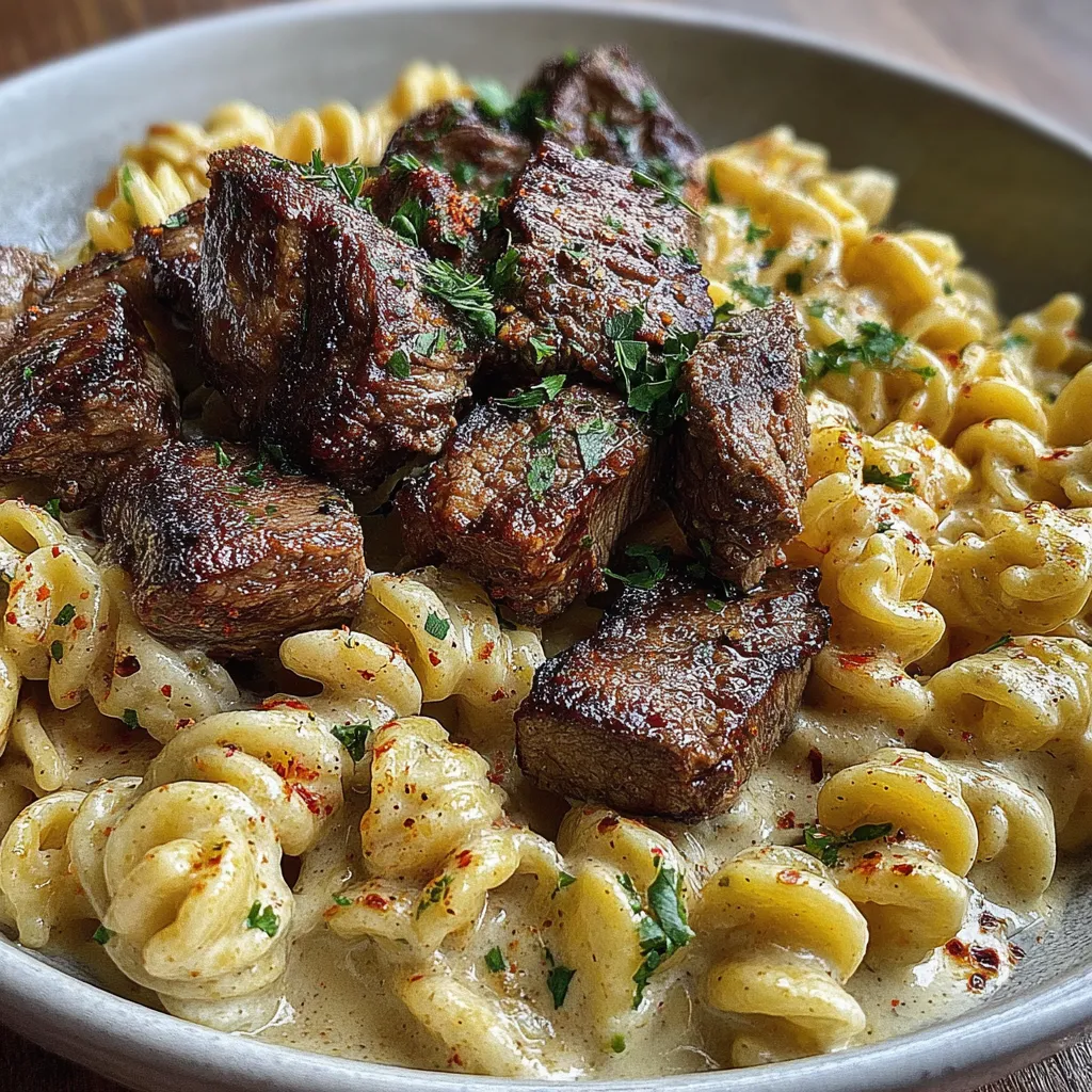 A plate of food with meat and noodles.