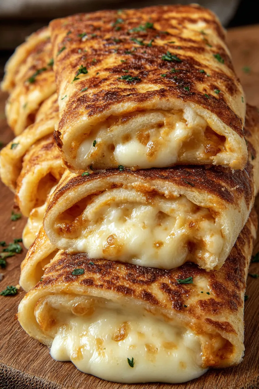 A stack of cheese filled pastries.
