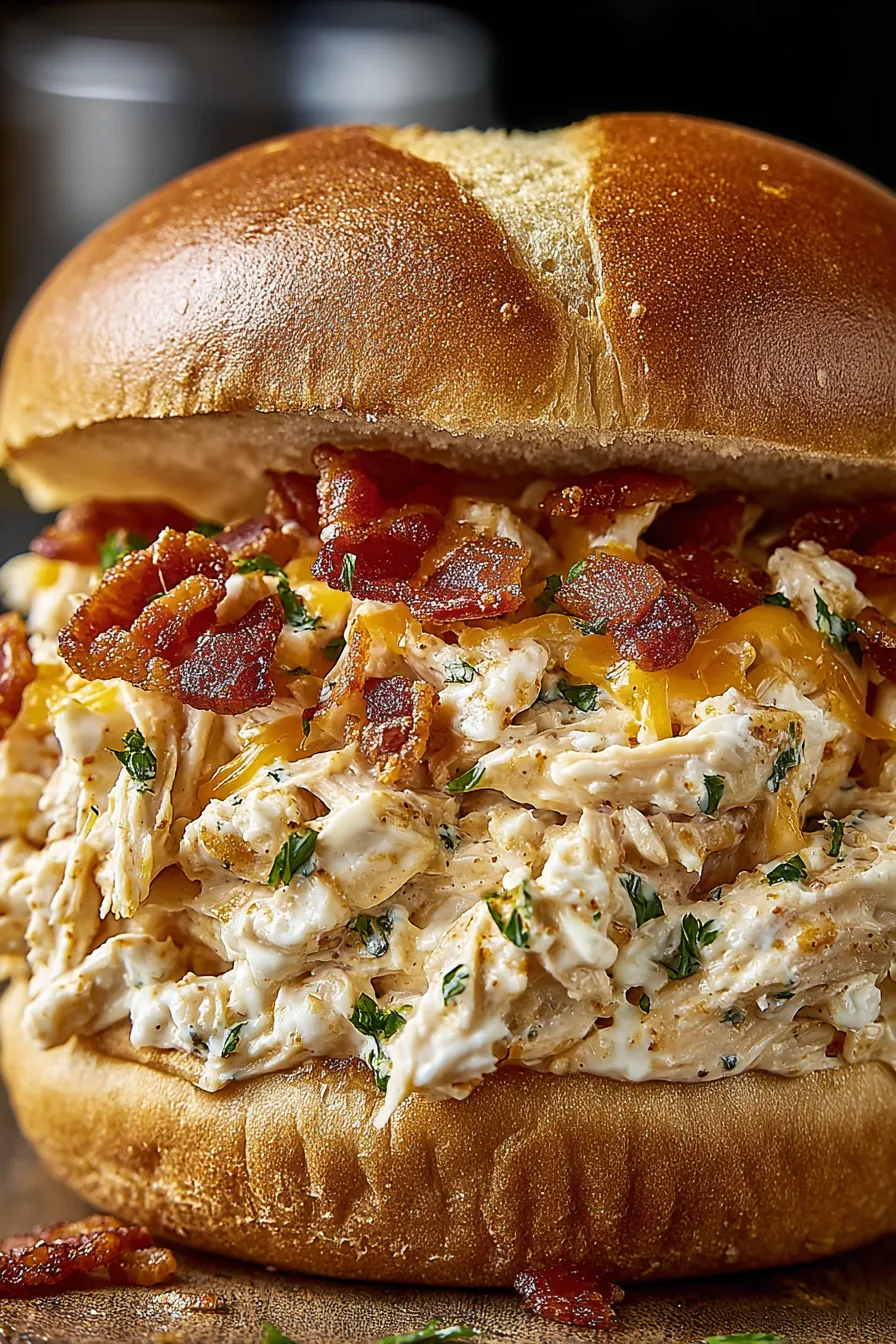 A sandwich with bacon and cheese.