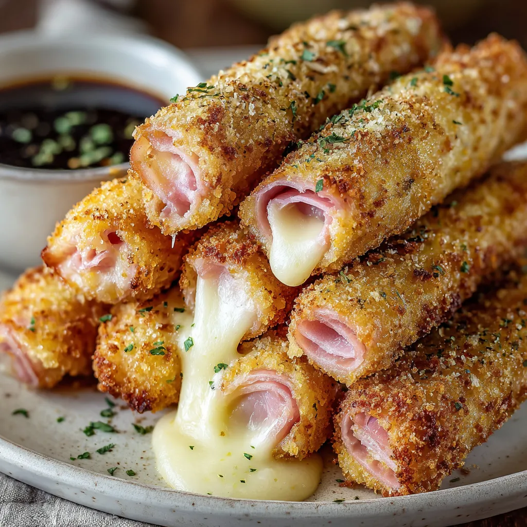 A plate of food with cheese and ham.
